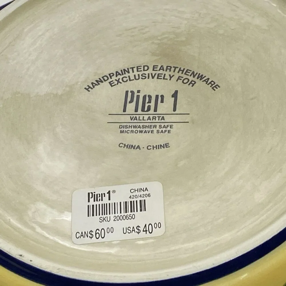 PIER 1 Vallarta Large Pasta Serving Bowl 14.25” Hand Painted Boho Mexican Floral